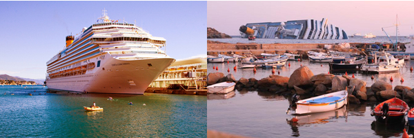 Costa Concordia prima e dopo il naufragio