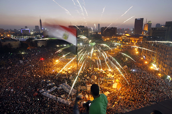 Manifestanti a piazza Tahrir
