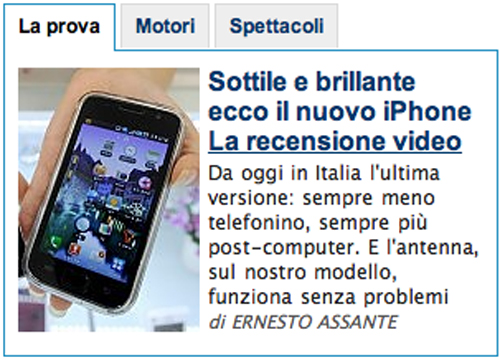Il falso iPhone 4 su La Repubblica