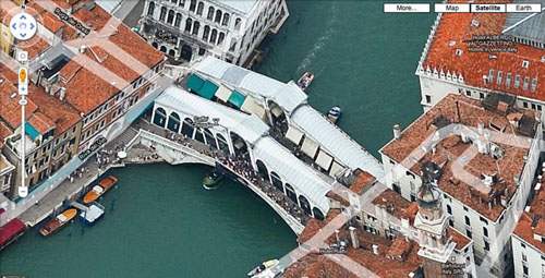 La vista di Venezia a volo d'uccello su Google Maps
