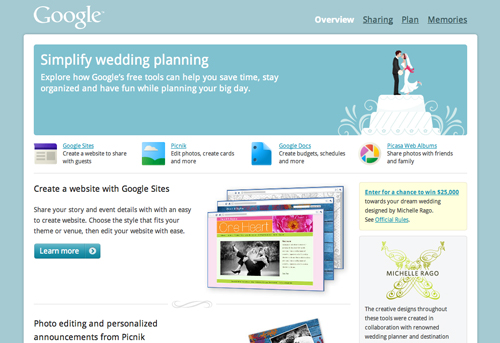 Screenshot di Google Weddings