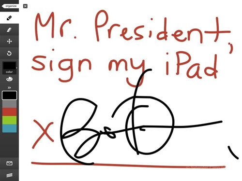 L'autografo di Obama su un iPad