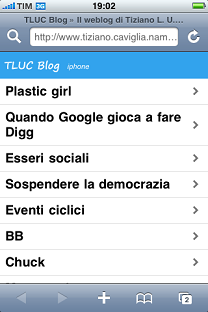 Lo screenshot del TLUC Blog su iPhone