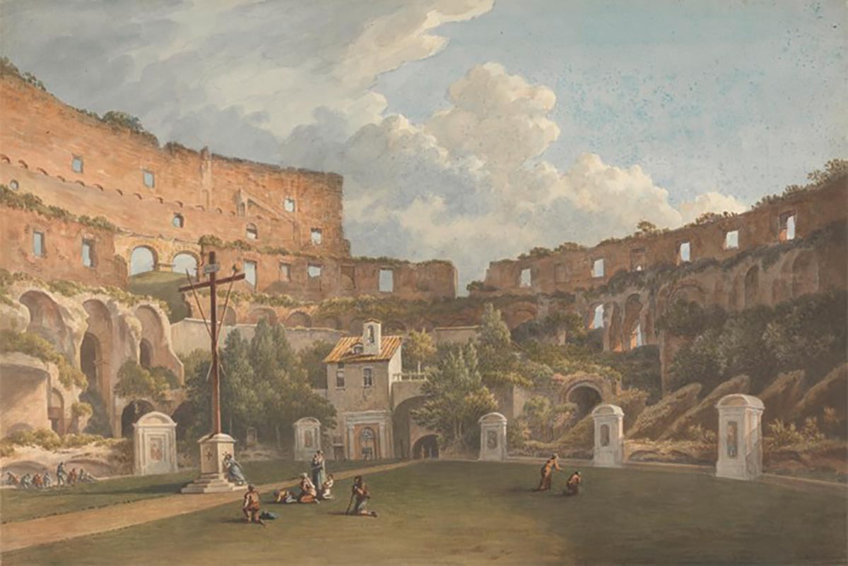 Il Colosseo nel XIX secolo dipinto da John Warwick Smith