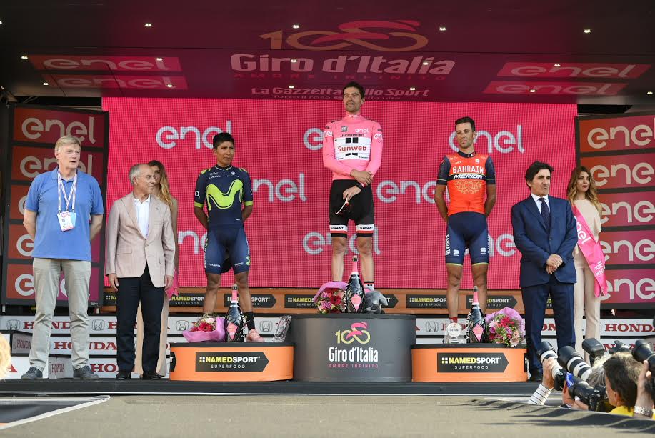 Il podio del Giro d'Italia 2017