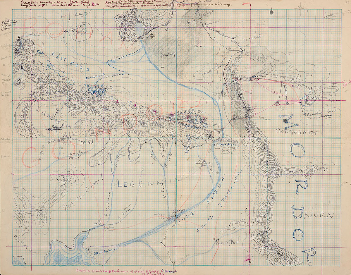 La mappa di Gondor e Rohan di J.R.R. Tolkien