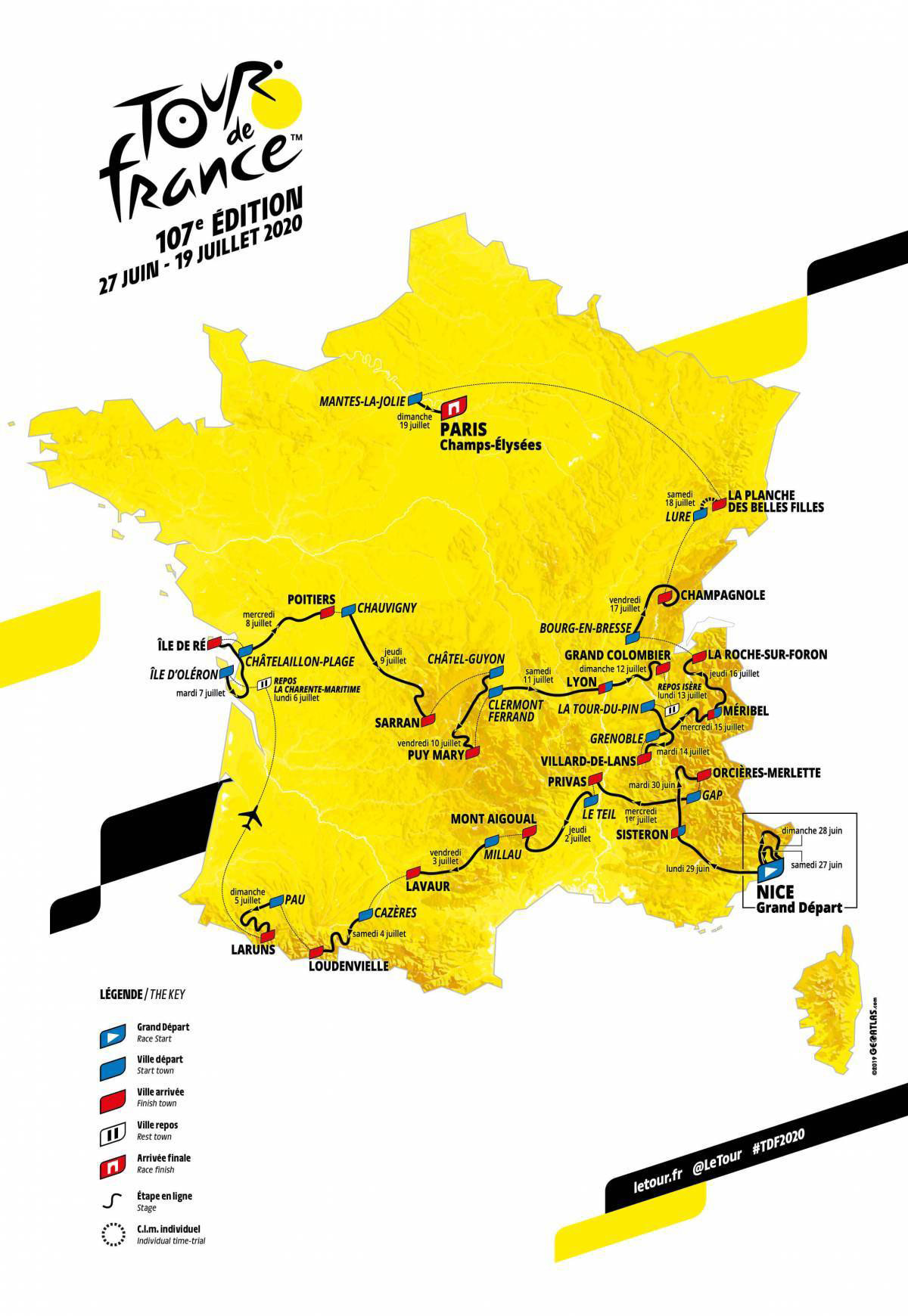 Il percorso del Tour de France 2020